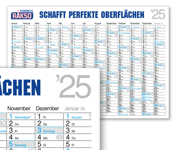 Plakatkalender mit Firmenlogo als Werbegeschenk