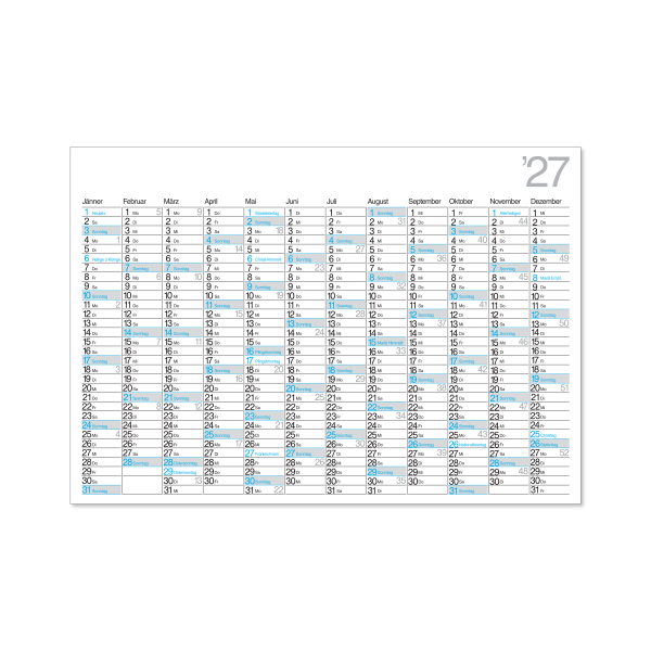 Plakatkalender Österreich blau