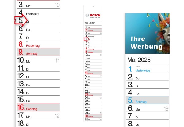 Streifenkalender mit Werbeaufdruck - Montatsplaner mit Firmenlogo